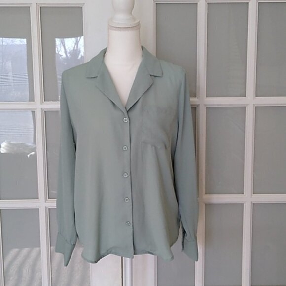 Who What Wear Long Sleeve Button Down Blouse - Picture 3 of 16